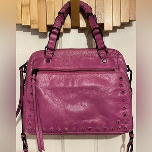ELLIOTT LUCCA OLVERA Purple Leather Satchel with Removable Shoulder Strap